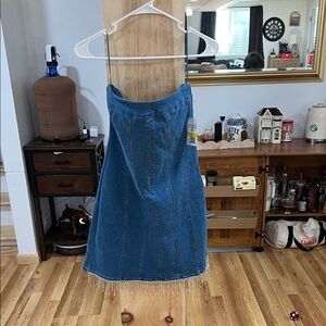Dry Goods Blue Mini Dress with Beaded Hem
